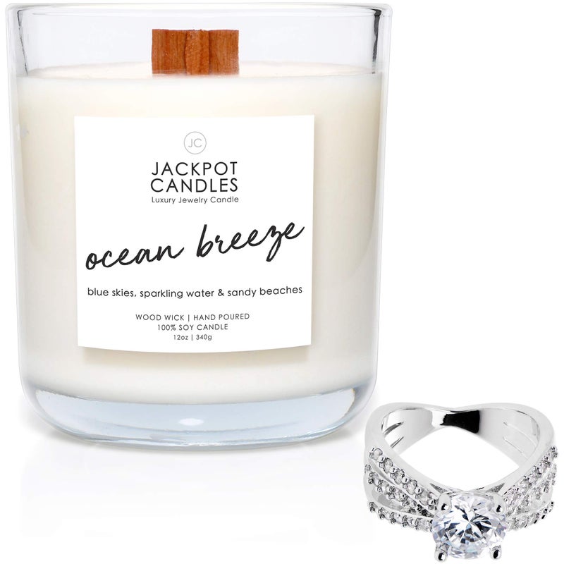 Jackpot Candles Ocean Breeze Candle with Ring Inside (Surprise Jewelry Valued at $15 to $5,000) Ring Size 9 - Image 1